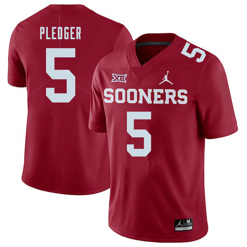 Jordan Brand Men #5 T.J. Pledger Oklahoma Sooners College Football Jerseys Sale-Crimson